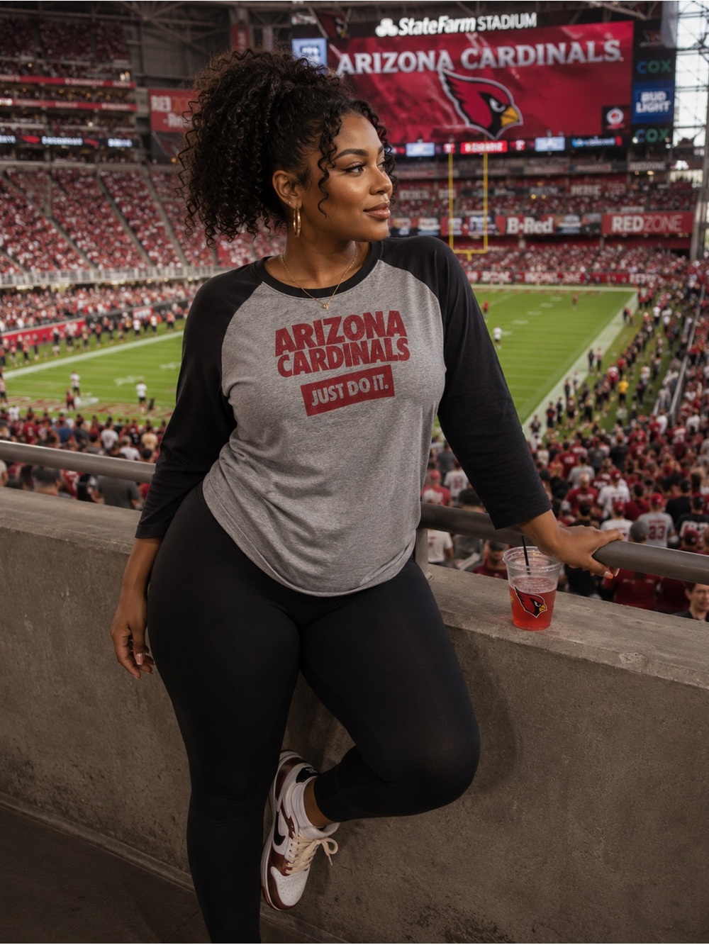 NFL Grey Tee with Black Collar and White Logos